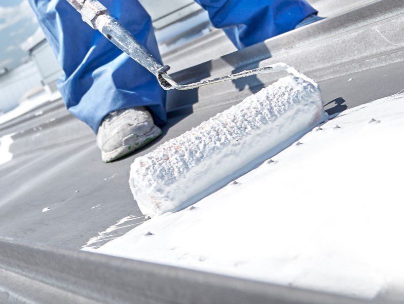 Protective coating applied to a commercial roof